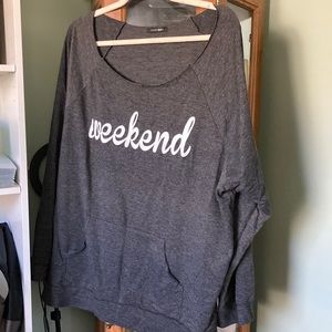 Off the shoulder graphic sweater